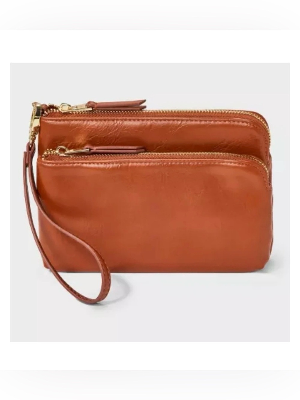 Universal Thread nwt Brown Double-Zip Wristlet Clutch